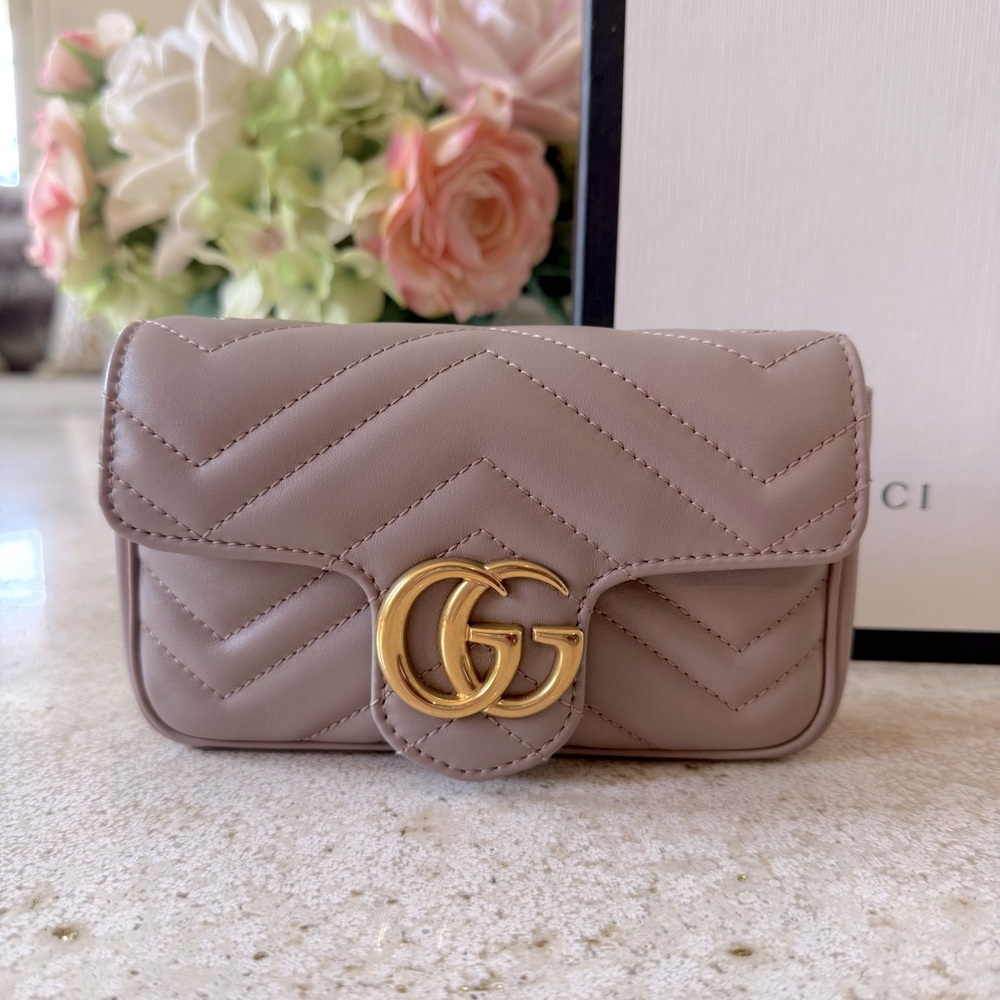 Authentic Gucci Matelasse Super Mini GG Marmont